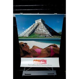1999 Poster Cancun The Caribbean Island Of Legendary Pleasures Laminated 36" x 2